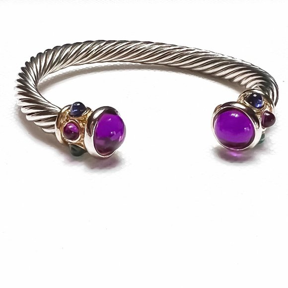 Jewelry - Cable Bracelet with Brilliant Jewel Tone Stones